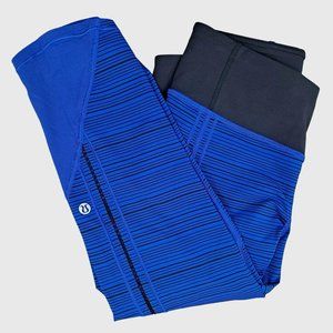 LULULEMON WOMEN'S ATHLETICA ROYAL BLUE & BLACK WORKOUT CAPRI LEGGINGS SIZE 6